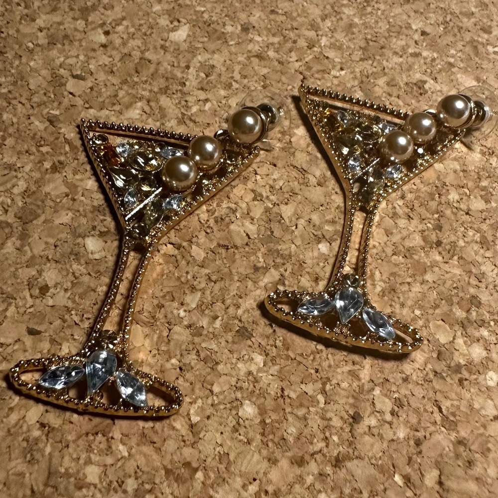 Sparkling Martini Glass Earrings